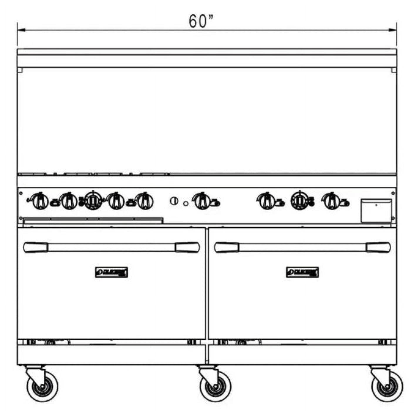 Dukers Stainless Steel  60" Gas Range with 4 Open Burners & 36" Griddle - DCR60-4B36GM 60"