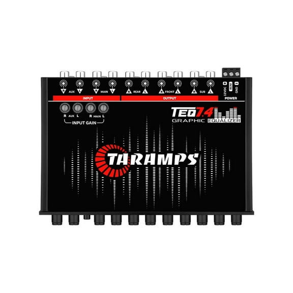 TARAMPS TEQ 7.4 Pro Car Audio Systems 7 Band Graphic Equalizer EQ Blue Lighting Advance Capability Input Channel Adjustment Main Volume Control Adjustable Subwoofer Volume with LPF