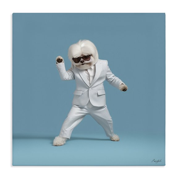 Stupell Industries Modern Dog Dancing on Blue Canvas Art, 30 x 30, by Roozbeh