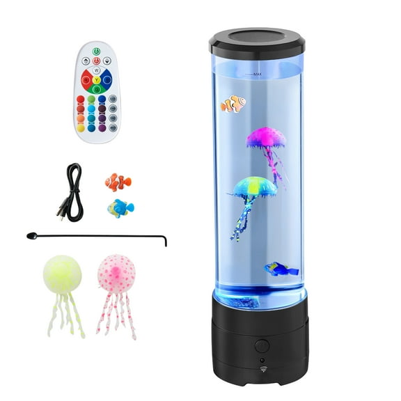 KFFKFF Sensory Bubble Tube Lamp with 16 Color Options, Water Fish Light, Bluetooth Speaker & White Noise, Decorative Night Light for Bedroom and Living Room