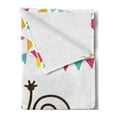 thumbnail image 2 of Birthday Soft Flannel Fleece Throw Blanket, Celebration Brown Monkey Posing at a Party with 2 Line Flags Cone, Cozy Plush for Indoor and Outdoor Use, 70" x 90", Multicolor, by Ambesonne, 2 of 5