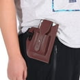 thumbnail image 2 of Fanny Waist Bag Men Leather Belt Bum Pack Phone Case Wallet (Light Brown), 2 of 7