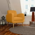 thumbnail image 6 of HL Home Furnishings Armchair in Mustard Yellow Linen with Natural Legs, 6 of 13