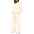 thumbnail image 3 of Lmueinov Plus Size Two Piece Sets for Women Hoodies Wide Leg Pants Outdoor Workout Lounge Set Solid Soft Fleece Long Sleeves Sweatshirts with Pockets, 3 of 6