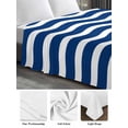 thumbnail image 6 of Navy Blue White California King Size Flat Sheet, Wrinkleproof & Fadeproof Cooling Flat Bed Sheet Only, Abstract Waves Water Ripple Striped Breathable Soft Bedding Top Sheets 108 x 98 Inches, 6 of 8