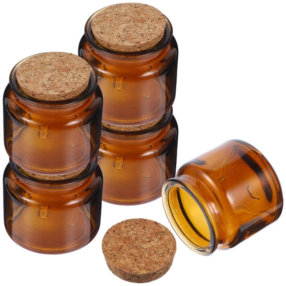 HOOWIFFY Elegant Brown Glass Containers 5 Pieces for Candles, Weddings, Crafts, and Home Decor