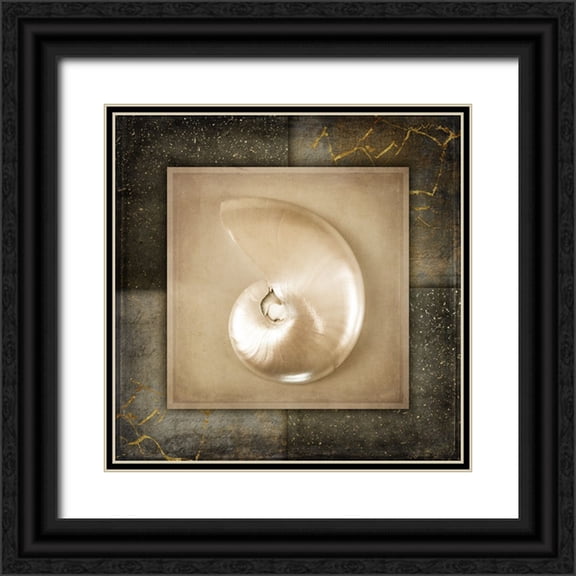 LightBoxJournal 12x12 Black Ornate Wood Framed with Double Matting Museum Art Print Titled - Light Gold Sea Warm 2