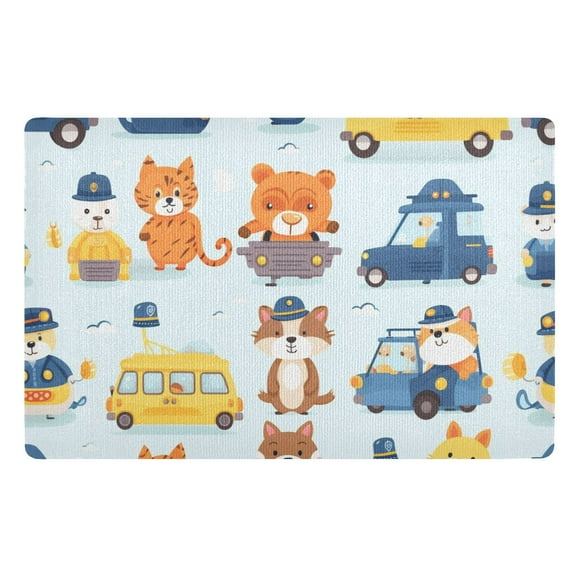 JSTEL Police Car Front Door Mat Outside Entrance 32x20 Inch Doormat for Outdoor Indoor Washable Non Slip Floor Mats