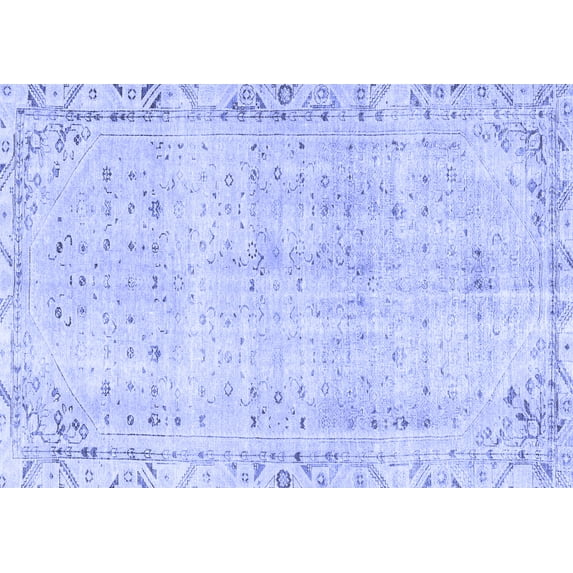 Ahgly Company Machine Washable Indoor Rectangle Persian Blue Traditional Area Rugs, 7' x 10'