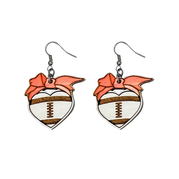 SUSHANG Bow Sport Style Earrings 2024 Bow Baseball Wood Stud Earrings Stud Earrings Wooden Stud Earrings Ladies Earrings