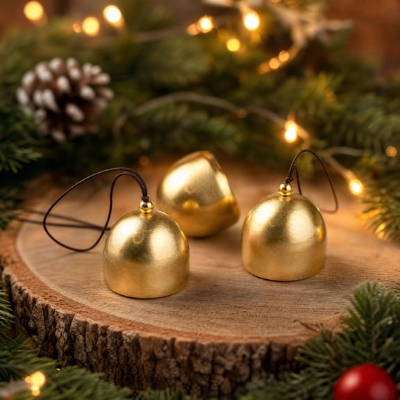 Feledorashia 3 Pack Vintage Jingle Bells, Metal Christmas Ornaments, for Home Seasonal Display, Antique Style Bell Shapes Thoughtful Product Specific Construction Easy Placement Product in Metal