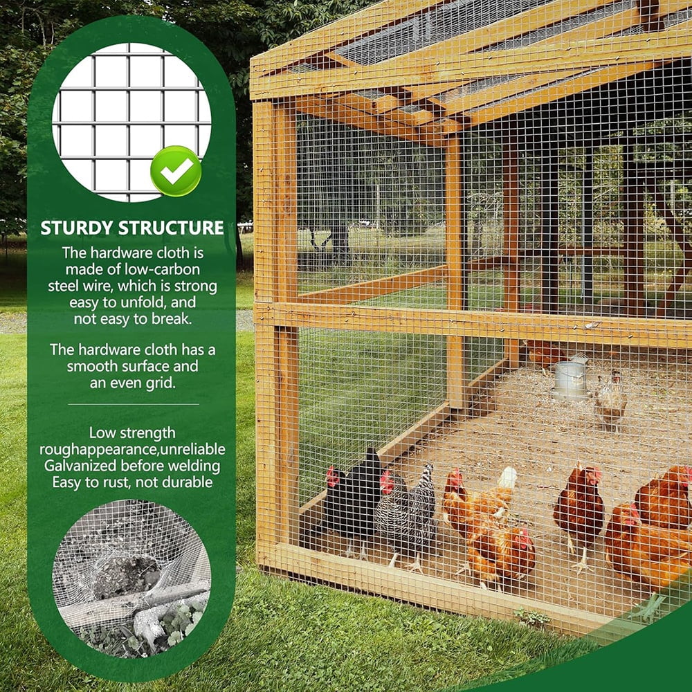 Shopmall 24 in x 10 ft Hardware Cloth Galvanized Welded Metal Wire Fencing Roll Garden Plant & Animal Cage Protection for Chicken Rabbit Small Poultry