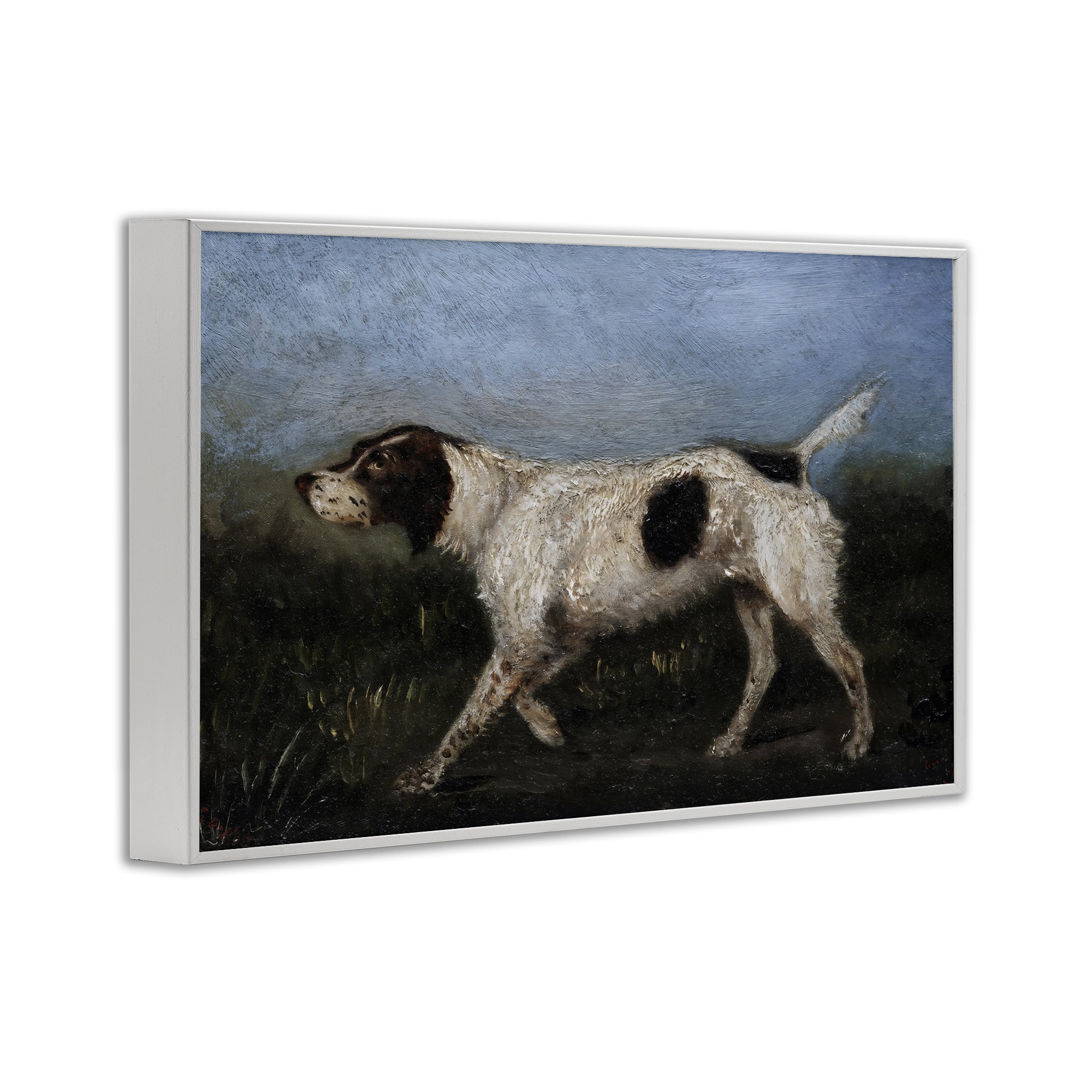 Stupell Industries Alert Hunting Dog in Field White Framed Giclee Art, design by Arlington Prints