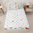 thumbnail image 4 of Metsweet Cartoon Dinosaur Zipper Full Size Comforter Sets with Fitted Sheet and 2 Pillowcases, Watercolor Jungle Animal Zipper Bedding Set,4pcs, 4 of 6