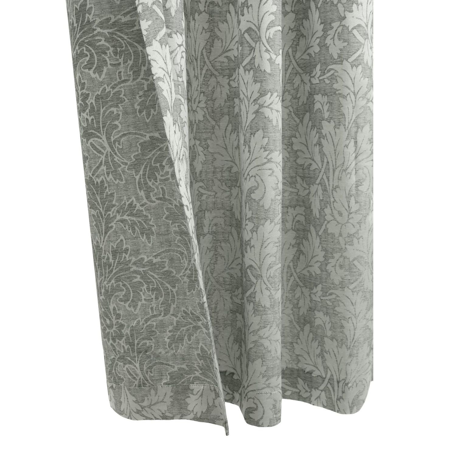 Vera, filtrant la lumière, panneau de rideau à oeillets en jacquard texturé floral 52" x 95", gris