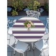 thumbnail image 6 of Purple Grey Stripe Round Fitted Tablecloth with Elastic Edge, Waterproof Table Cloth Table Cover for 55"-60" Tables, Farmhouse Modern Art Striped Tablecloths for Dining Picnic Indoor Outdoor, 6 of 9