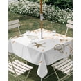 thumbnail image 2 of Orange Eucalyptus Coastal Outdoor Tablecloth with Umbrella Hole, Beach Starfish Conch Spillproof Waterproof Outdoor Table Cover, Patio Tablecloths for Party/Garden/Picnic, Square 54"x54", 2 of 9