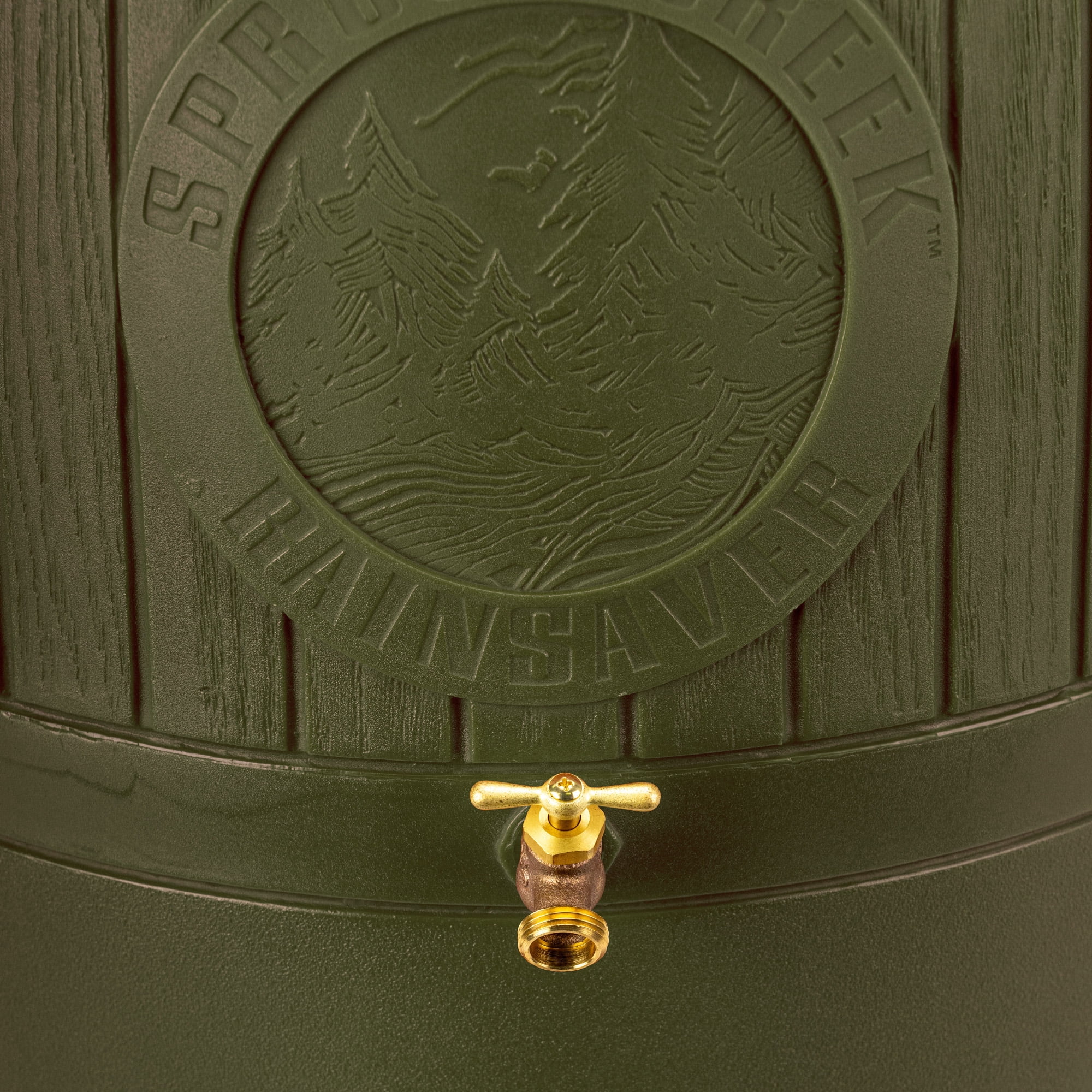 Good Ideas Bushman Spruce Creek 54 Gal Rain Saver Barrel with Spigot, Moss Green