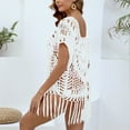 thumbnail image 6 of Beach Crochet Dress, Womens Bathing Suit Tassels Cover UpS, Swimwear Knit Coverup, Ladies Summer Outfit Family Matching Outfits White One Size, 6 of 7