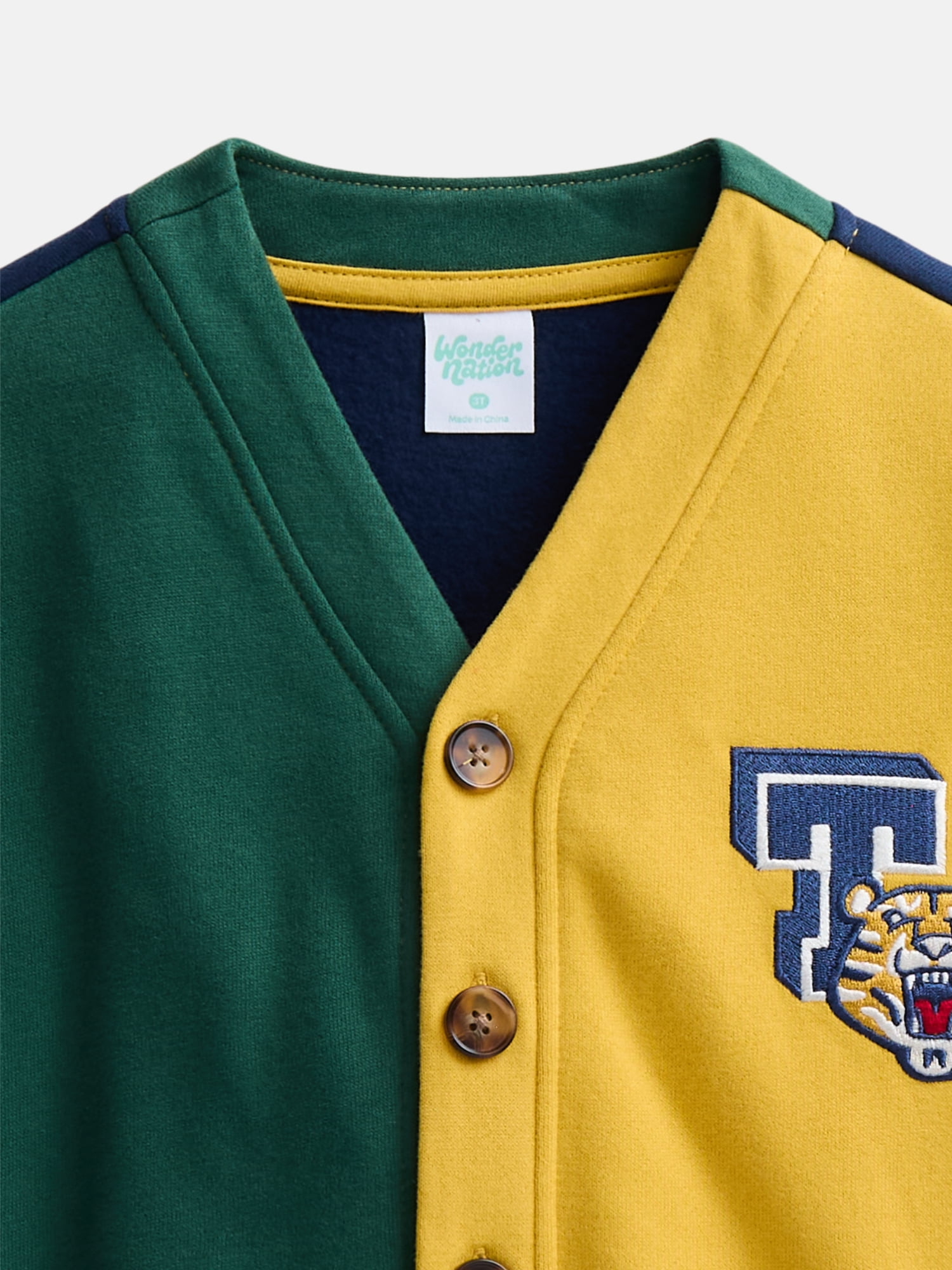 Wonder Nation Toddler Boys Button Down Varsity Cardigan, Sizes 12M-5T