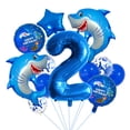 thumbnail image 1 of Set de globos con diseño de tiburón, número 2, para fiesta de cumpleaños, 1 of 1
