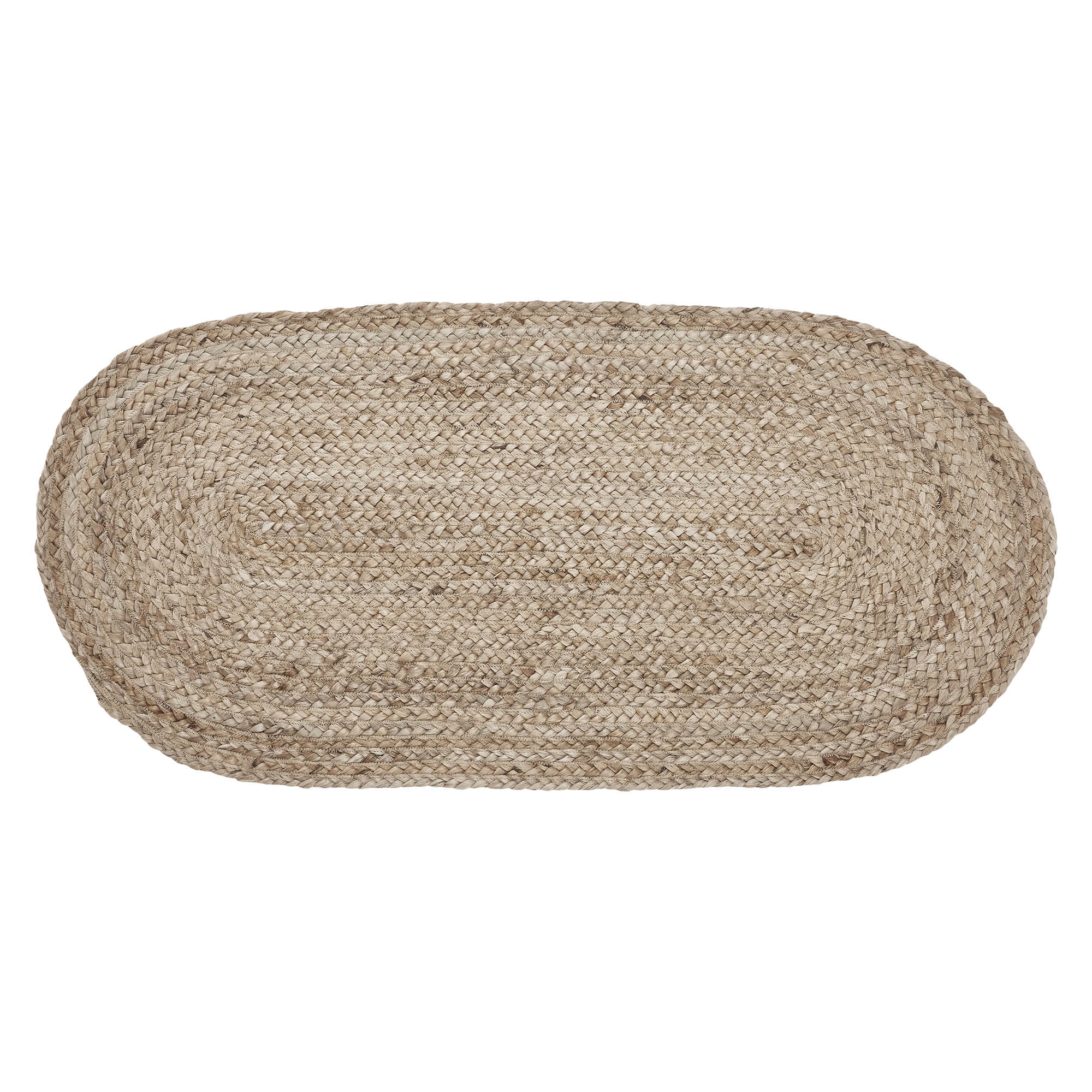 VHC Brands Jute Rug 17x36 w/Pad, Jute Area Rug, Accent Rug, Floor Decor, Braided, Natural Jute Collection, Oval 17x36, Natural