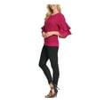 thumbnail image 3 of DKNY $99 Womens New Pink Jewel Neck Bell Sleeve Casual Top XS B+B, 3 of 4