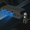 thumbnail image 1 of Cargador de coche | Carga rápida QC3.0 USB PD | Adaptador de alta potencia de 120W, 4 puertos para cigarrillos, 3 expansiones USB, control inteligente de temperatura | Negro | Universal 12V/24V, 1 of 8