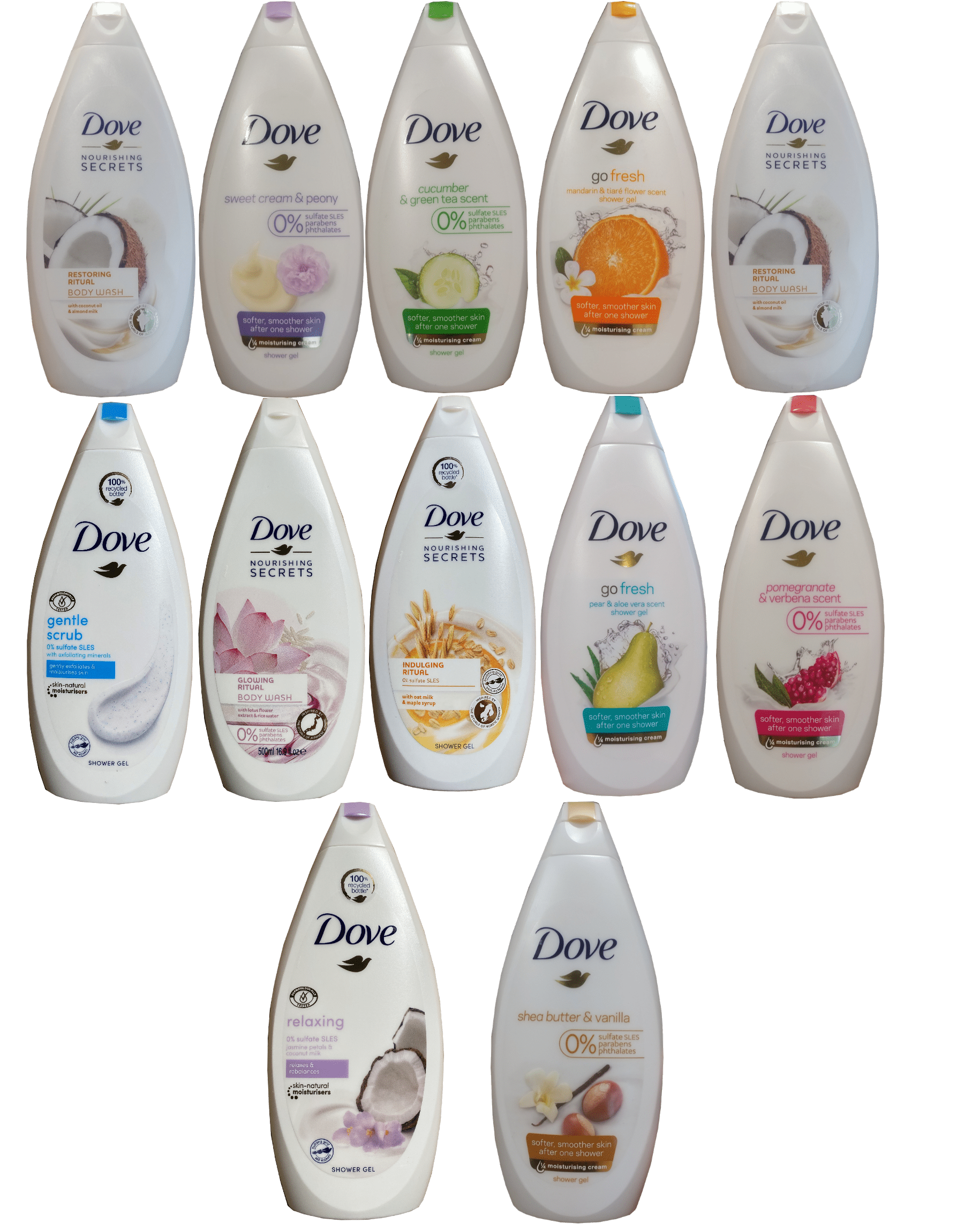 Dove Body Wash Shower Gel 16.9 Oz FlavorAssorted SizePack of 6