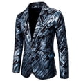 thumbnail image 2 of Lilgiuy Men Casual One-button Blazer With Striped Print Blazer Jacket Silver Fall Fashion 2022 Spring Winter, 2 of 5