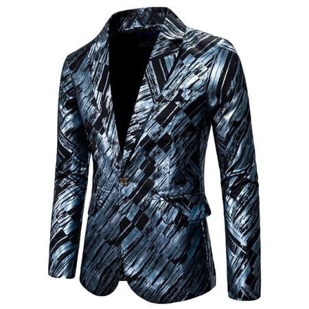 

Mens Slim Fit Casual One Button Blazer Jacket Print Paisley Luxury Tuxedo Dinner Party Prom Suit Long Sleeve