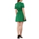 thumbnail image 3 of INSPIRE CHIC Women's Ruffle Neck Stand Collar Tie Waist Satin Puff Short Sleeve Dresses Green XS, 3 of 6