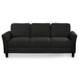 thumbnail image 7 of 3 Seater Sofa, 76" Modern Linen Fabric Tufted Upholstered Accent Sofa with Thicken Cushions and Square Arms 3-Seats Couch with Pillows for Living Room Bedroom Office, Black, 7 of 7