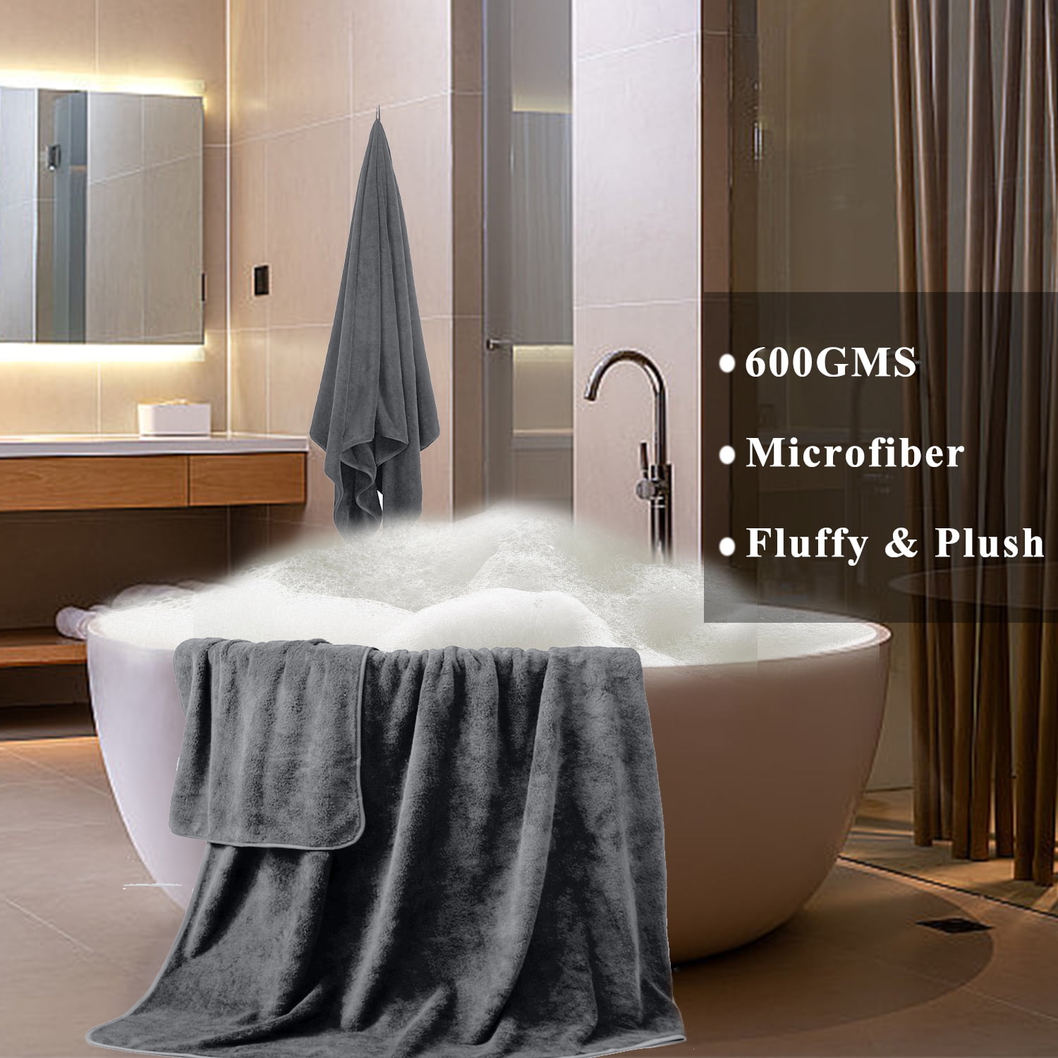 CHINO Extra Large Bath Towel Set, 4 Piece White Oversized Bath Sheets  35x70-Soft, Quick Dry, Super Absorbent, Diamond Pattern Microfiber Bath  Sheets