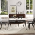 thumbnail image 2 of Modern Sintered Stone Dining Table for 6 with Curved Edge and Dark Gray Metal Legs, White Pandora Surface, 2 of 8