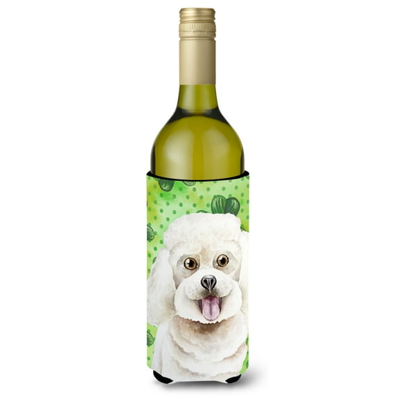 Caroline's Treasures CK1402LITERK Bichon Frise Shamrocks Wine Bottle Hugger, Wine Bottle, multicolor