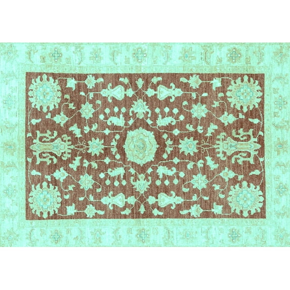 Ahgly Company Indoor Rectangle Oriental Light Blue Traditional Area Rugs, 7' x 9'