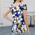 thumbnail image 4 of Aobny Floral Fancy Tops for Women Blue Off The Shoulder T-Shirt Short Sleeve V-Neck Summer Tshirts Shirts for Women, 4 of 8