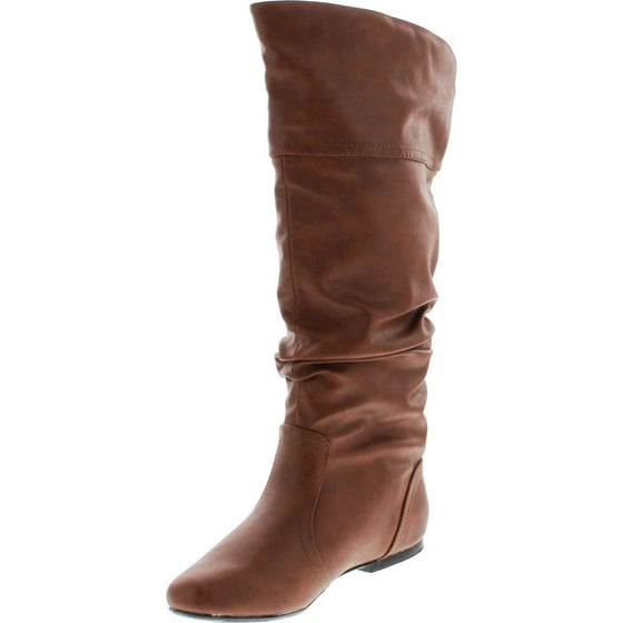 flat slouch knee high boots