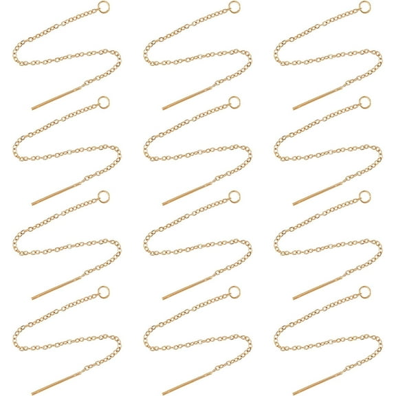 24pcs About 90mm Golden Ear Threads Hypoallergenic Stainless Steel Ear Threads Earring Threader with Loop