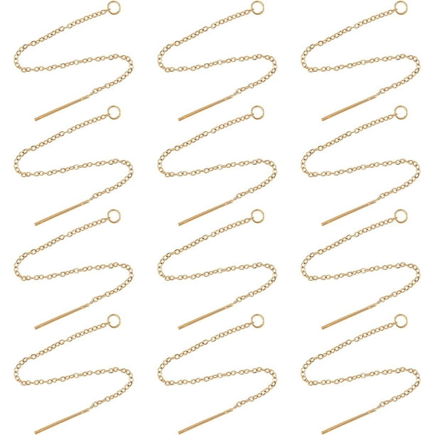 24 piezas de 90 mm de hilo dorado para enhebrar pendientes de acero inoxidable hipoalergénico con anilla para hacer pendientes de joyería, pasador de 0,8 mm.