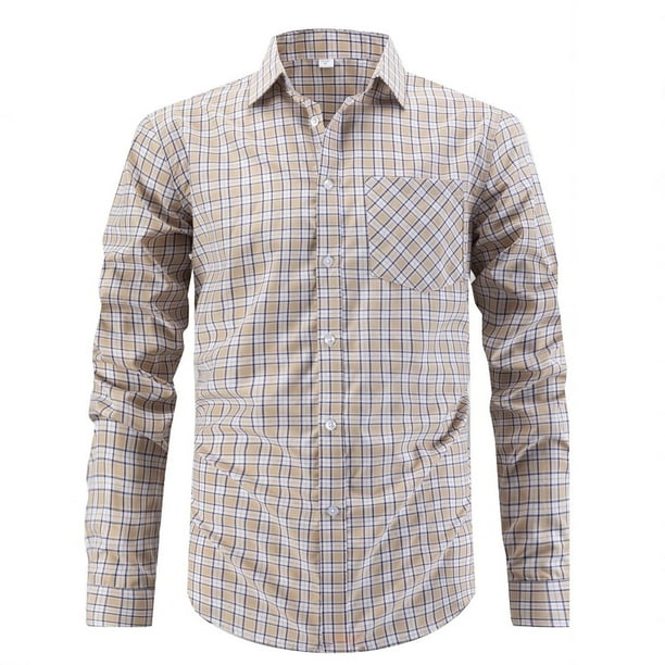 Blusa y camisa de manga larga con cuello vuelto para hombre, blusa informal a la moda con botones, cómoda y de manga larga con cuello vuelto, blusa de poliéster para hombre.