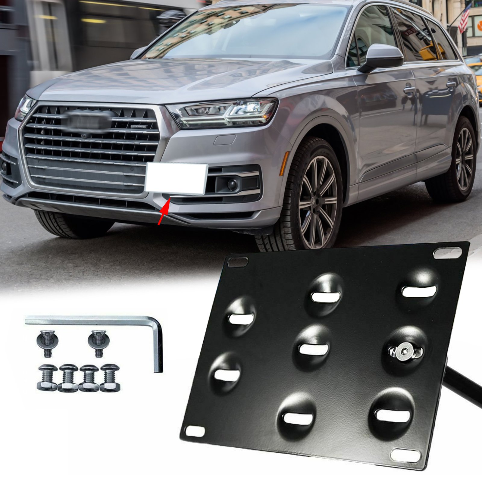 Stainless Steel License Plate Screws For Audi Q7 – Set Of 4, Black, Rear