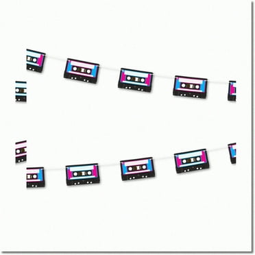 Retro Vibes Party Tape - 80's Supplies Banner Garland Decorations, 7ft Long (2 Pack)