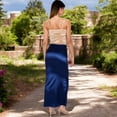 thumbnail image 5 of Women's High-Waisted Satin Maxi Skirt - Medium, Navy, 5 of 7