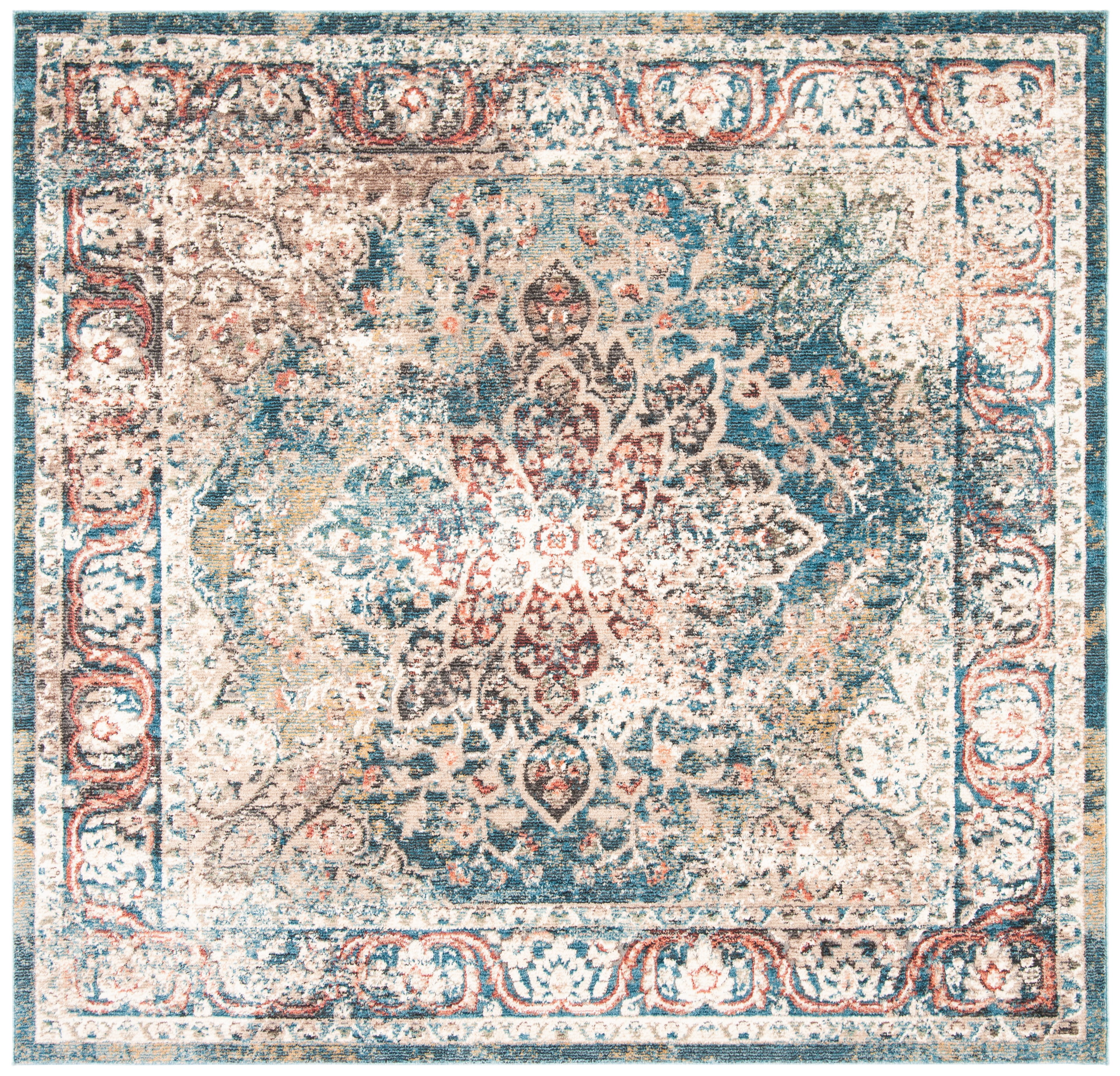 Safavieh Carlyle Blaine Medallion Area Rug, Turquoise/Ivory, 6'7" x 6'7" Square