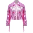 thumbnail image 4 of iixpin Kids Girls Metallic Fringe Bomber Jacket Outerwear Shiny Zipper Blazer Musical Party Performance Outfits Pink 8, 4 of 7