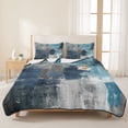 thumbnail image 3 of Twin Quilt Set 68''x86'', Blue Grey Lightweight Summer Bedspread Coverlet Set with 2 Pillow Shams, Modern Oil Painted Abstract Art Breathable All Season Quilt Bedding for Dorm/Bedroom, 3 of 9