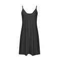 thumbnail image 4 of WIZUTIZ Womens Summer Dresses Casual Relaxed Fit Loose Fit Strappy Crochet Adjustable Strap Solid Peplum Dress Sleeveless V-Neck Tank Dress for Women's Mini Dress Breathable Street Dress Black, 4 of 6