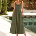 thumbnail image 2 of Vestido de Verano con Bolsillos para Mujeres de Moda Cómodo Vestido de Cuello Redondo sin Mangas de Color Sólido, Estilo de Vendaje de Poliéster, Lavado de Manos, 2 of 9